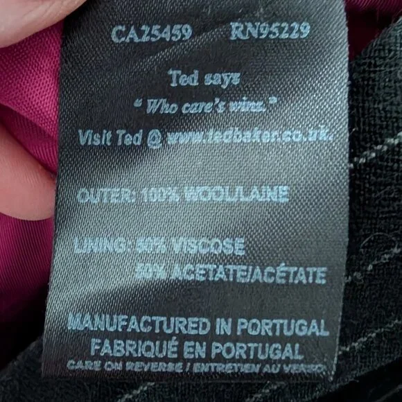 Women's Ted Baker Wool Pinstripe Blazer with Hot Pink Lining Sz 3 - Picture 5 of 8